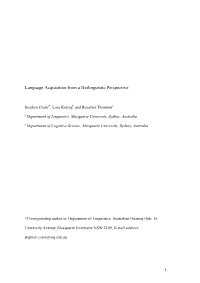 Language Acquisition from a Biolinguistic Perspective