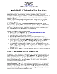 Mediasite Live! Webcasting User Operations