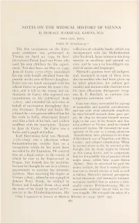 Notes on the Medical History of Vienna: Part II (Conclusion)