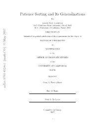 Patience Sorting and Its Generalizations Abstract