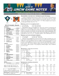 PROBABLE STARTERS & RESERVES HEAD COACH C.B. Mcgrath of UNCW SEAHAWKS CONCLUDE NON-CONFERENCE SLATE with BEARS H