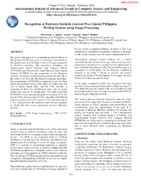 Recognition of Baybayin Symbols (Ancient Pre-Colonial Philippine Writing System) Using Image Processing