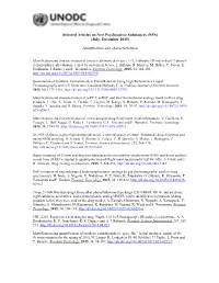 Selected Articles on New Psychoactive Substances (NPS) (July- December 2015) Identification and Characterisation