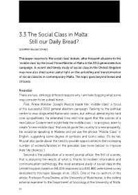 The Social Class in Malta: Still Our Daily Bread?