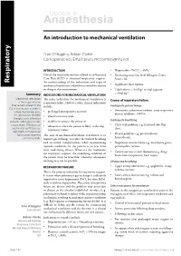 An Introduction to Mechanical Ventilation