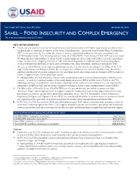 FOOD INSECURITY and COMPLEX EMERGENCY This Is the Final Sahel Fact Sheet for FY 2012