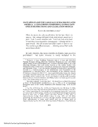 Hate Speech and the Language of Racism in Latin America: a Lens for Reconsidering Global Hate Speech Restrictions and Legislation Models