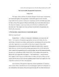 1 the Conversable, Responsible Corporation Philip Pettit This Paper