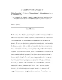 An Abstract of the Thesis Of