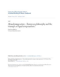 European Philosophy and the Triumph of Equal Temperament/ Noel David Hudson University of Massachusetts Amherst