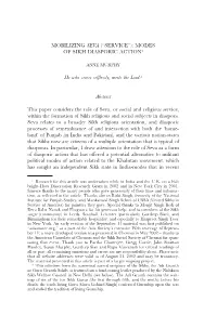 Mobilizing Seva (“Service”): Modes of Sikh Diasporic Action1