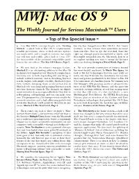 MWJ: Mac OS 9 the Weekly Journal for Serious Macintosh™ Users