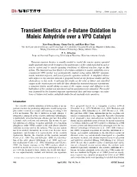 Transient Kinetics of N-Butane Oxidation to Maleic Anhydride Over a VPO Catalyst
