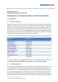 Verification of Compact Articles in External Workflow 1