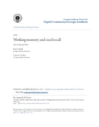 Working Memory and Cued Recall Max V