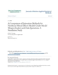 A Comparison of Estimation Methods for Nonlinear Mixed-Effects Models Under Model Misspecification and Data Sparseness: a Simulation Study Jeffrey R