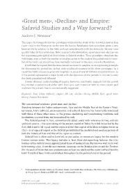 Decline‹ and Empire: Safavid Studies and a Way Forward? Andrew J
