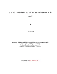 Educators' Insights on Utilizing Ipads to Meet Kindergarten Goals