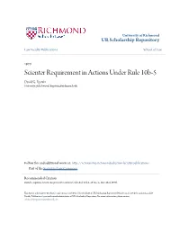 Scienter Requirement in Actions Under Rule 10B-5 David G