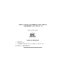 STRATA TITLES (LEASEHOLD PART STRATA) AMENDMENT ACT 1992 No