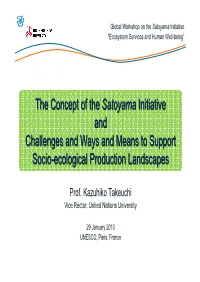 The Concept of the Satoyama Initiative and Challenges and Ways And