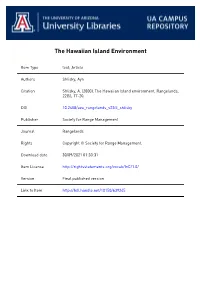 The Hawaiian Island Environment