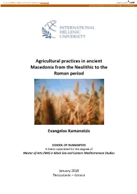 Agricultural Practices in Ancient Macedonia from the Neolithic to the Roman Period