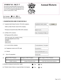 Annual Return [Pursuant to Sub-Section(1) of Section 92 of the Companies Act, 2013 and Sub-Rule (1) of Rule 11Of the Companies (Management And