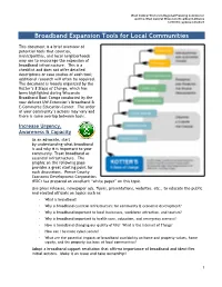 Broadband Expansion Tools for Local Communities