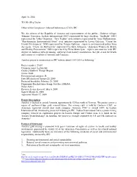 Complaint Regarding Lydian Amulsar Project