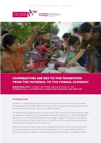 Cooperatives Are Key to the Transition from the Informal to the Formal Economy