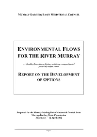 Environmental Flows for the River Murray Report on The