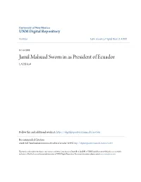 Jamil Mahuad Sworn in As President of Ecuador LADB Staff