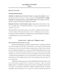 MANAGERIAL ECONOMICS UNIT-2 DEMAND ANALYSIS Meaning Of