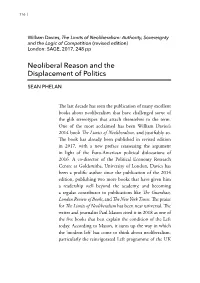 Neoliberal Reason and the Displacement of Politics
