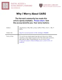 Why I Worry About UARG