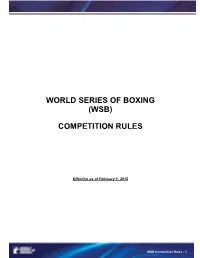 World Series of Boxing (Wsb) Competition Rules
