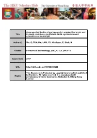Common Distribution of Gad Operon in Lactobacillus Brevis and Its Gada Contributes to Efficient GABA Synthesis Toward Cytosolic