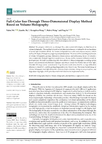 Full-Color See-Through Three-Dimensional Display Method Based on Volume Holography