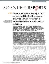 Genetic Variants in PLCB4/PLCB1 As Susceptibility Loci for Coronary Artery