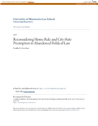 Reconsidering Home Rule and City-State Preemption in Abandoned Fields of Law Franklin R