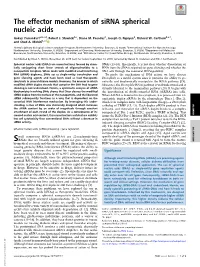 The Effector Mechanism of Sirna Spherical Nucleic Acids