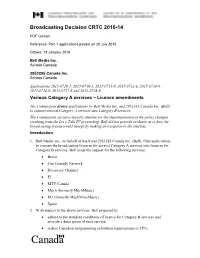 Various Category a Services – Licence Amendments