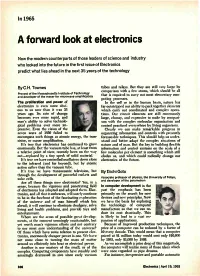 A Forward Look at Electronics