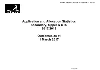 Application and Allocation Statistics (Secondary, Upper and UTC)