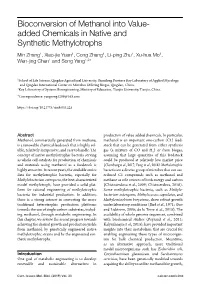 Bioconversion of Methanol Into Value- Added Chemicals in Native and Synthetic Methylotrophs