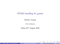CPUID Handling for Guests