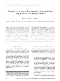 Evaluation of Symptom Heterogeneity in Neuropathic Pain Using Assessments of Sensory Functions