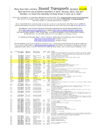 Than Half a Century Soviet Transports Updated: 01Oct08 New Versions Are Published Quarterly in Early January, April, July And