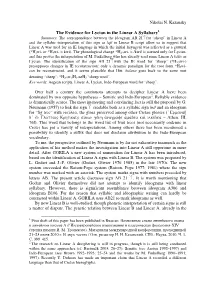 The Evidence for Lycian in the Linear a Syllabary